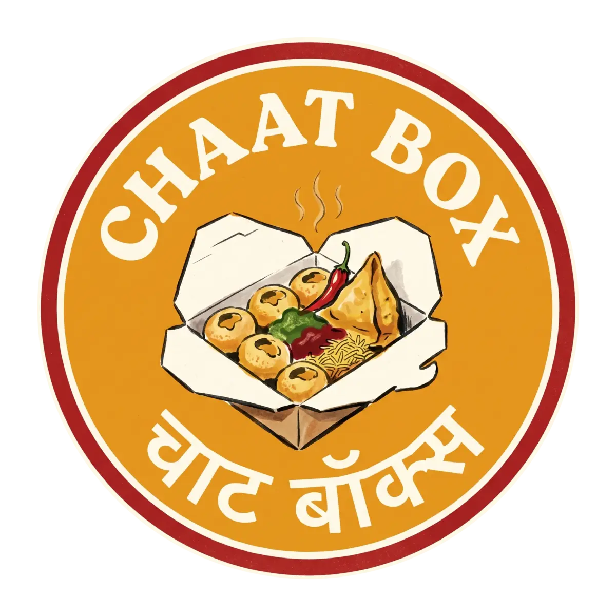 CHAAT BOX — circular brand badge